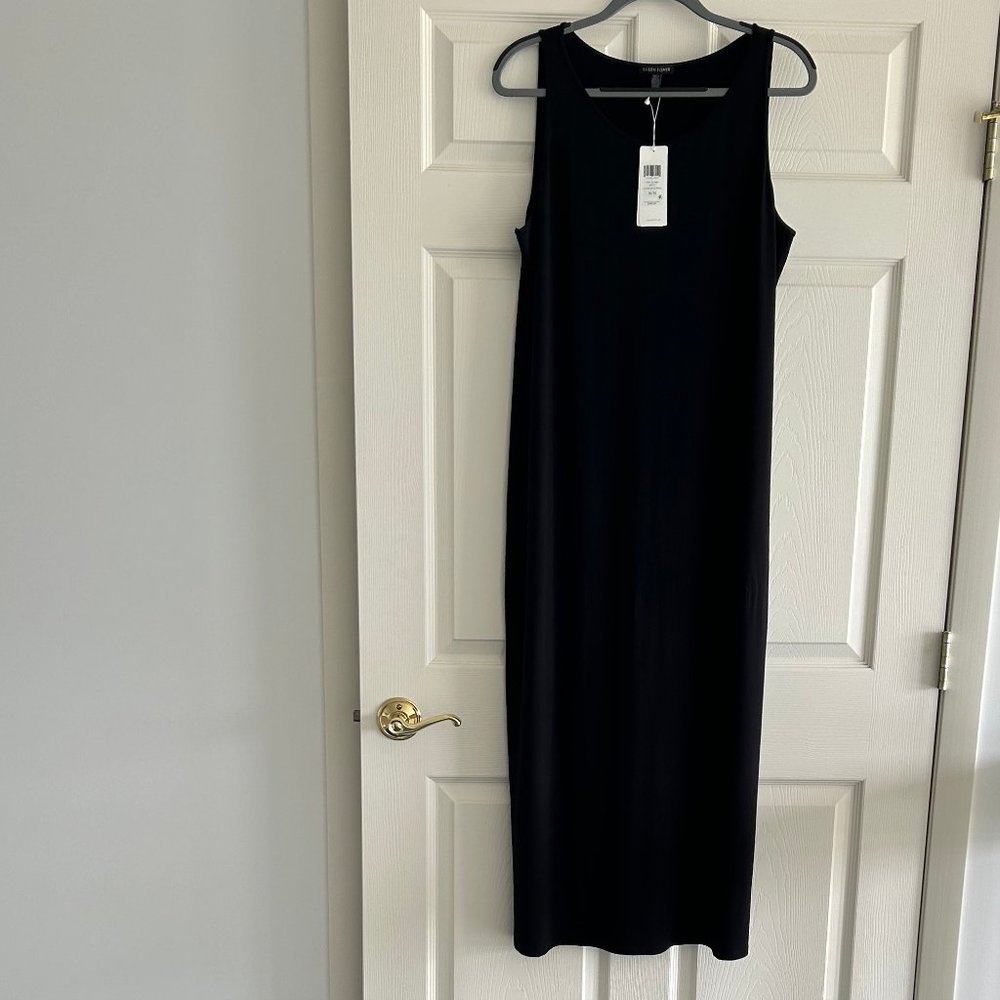 Eileen Fisher System Scoop Neck Full Length Dress Slim Fit NWT